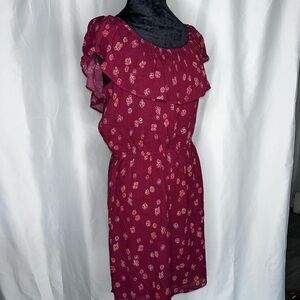 LOFT Burgundy Floral Mini Dress